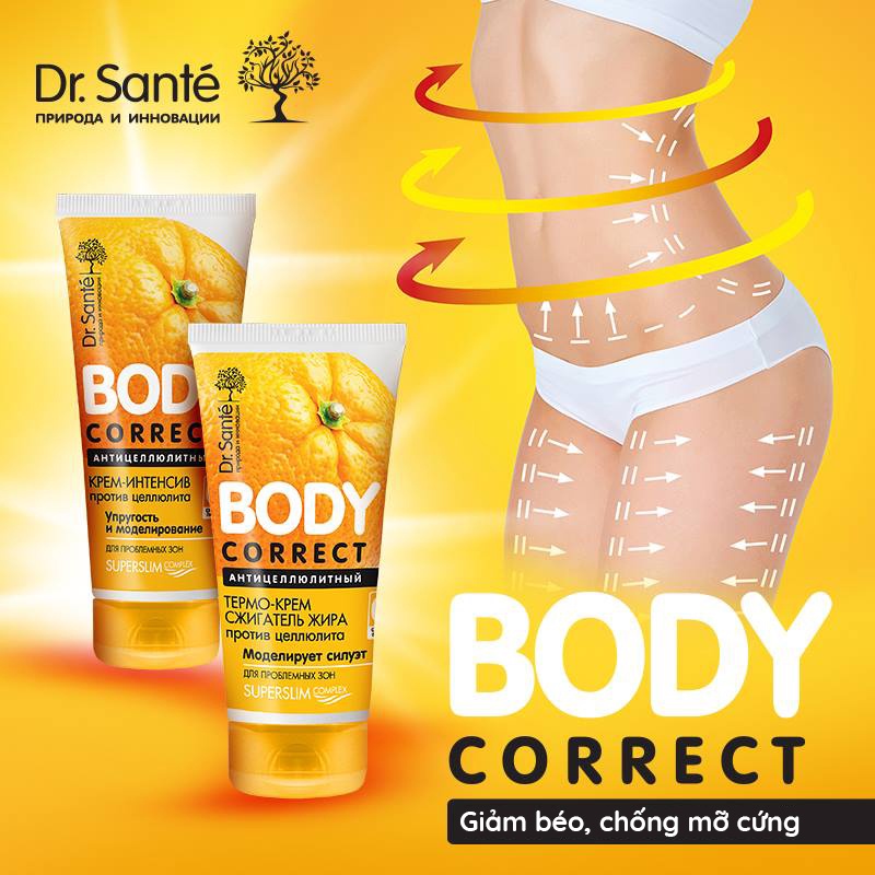 Kem tạo nhiệt giảm béo đốt cháy mỡ cứng Dr. Sante Body Correct 150ml - BioTopcare Official