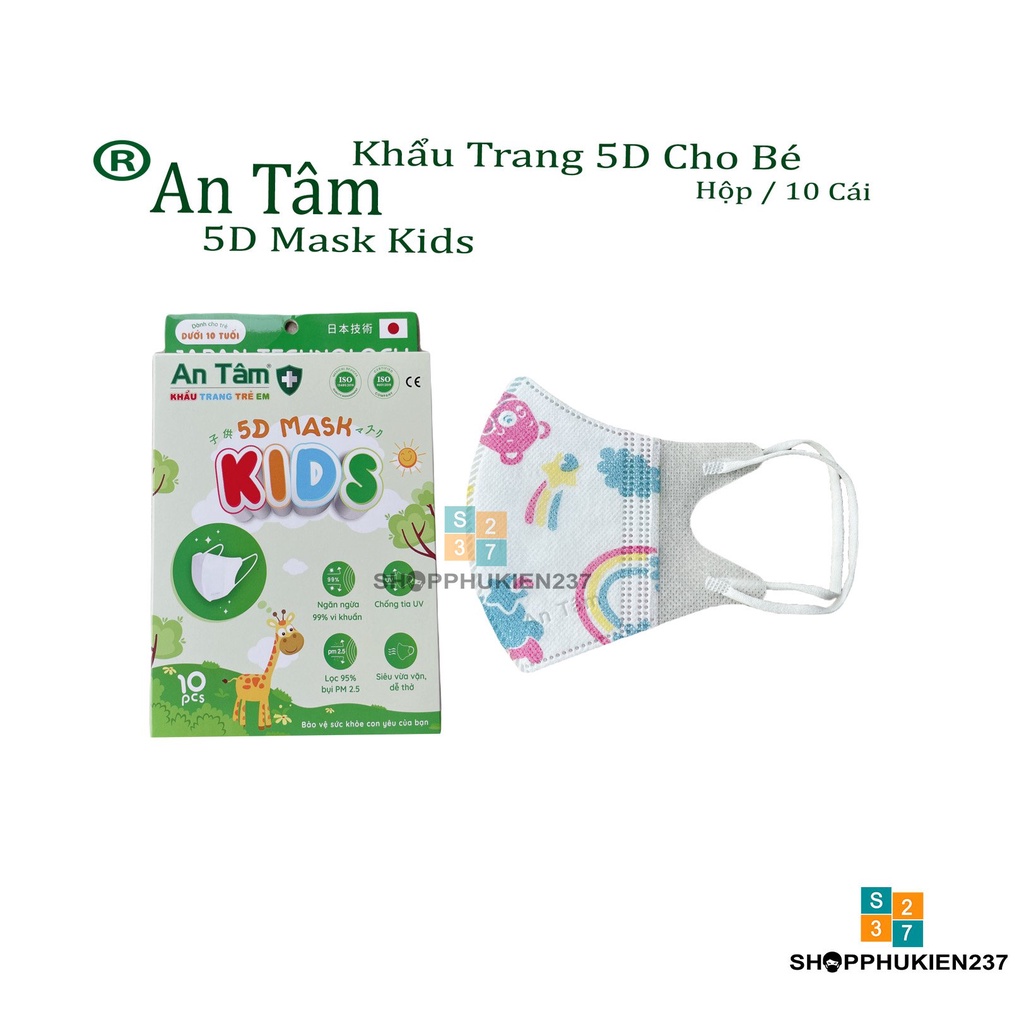 10 Cái Khẩu Trang Cho Bé 5D An Tâm Hàng 3 Lớp Vải SMS Nhiều Mẫu Mã
