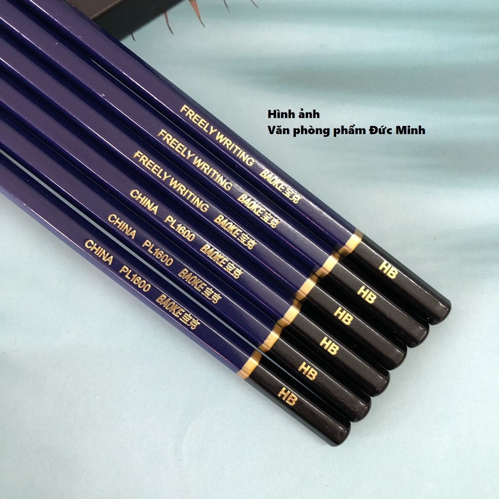 Bút chì gỗ HB Baoke PL1600, thân lục giác, viết nhẹ nhàng, không tẩy - vpp Quế Anh
