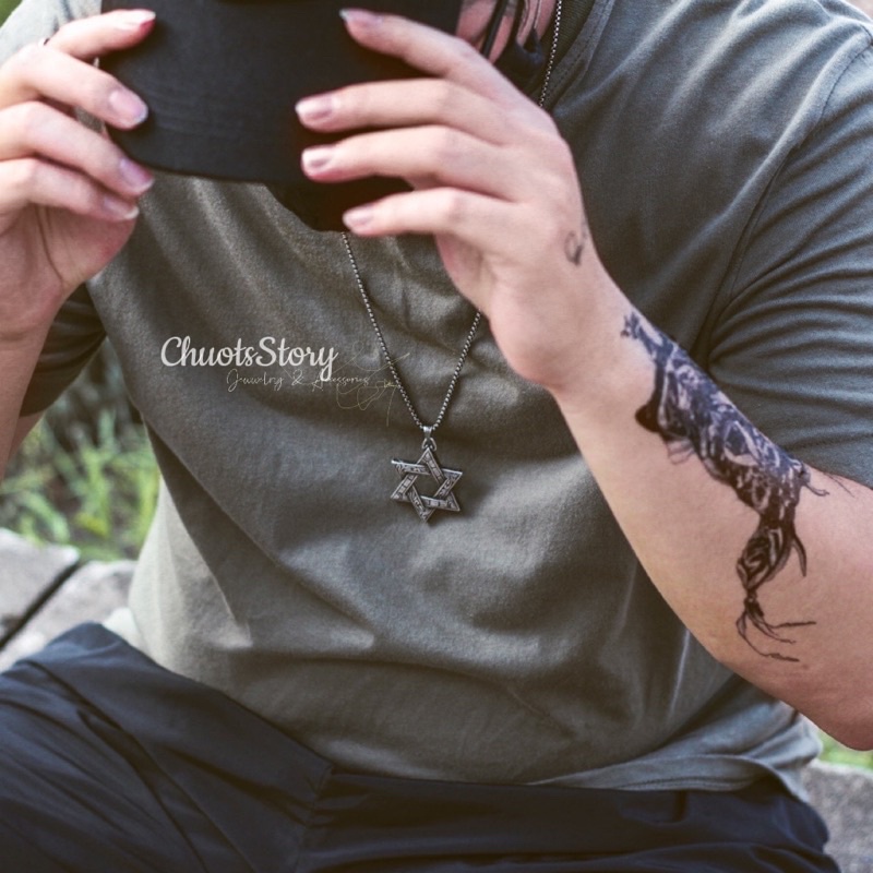 Vòng cổ titan không gỉ hình ngôi sao 6 cánh, dây chuyền nữ unisex cá tính - VCT0029 - ChuotsStory