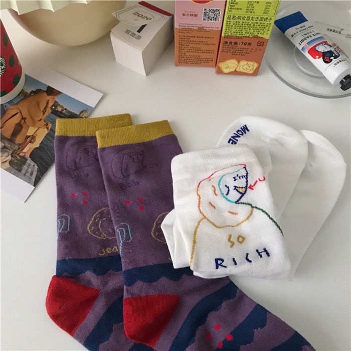 Vớ Cổ Cao Màu Sắc Dễ Thương Dành Cho Nữ