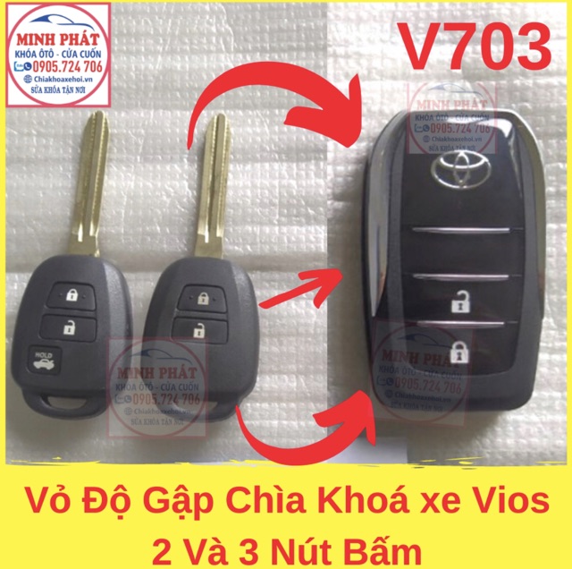 Vỏ Độ Gập Chìa Khoá Xe Toyota Vios đời 2015 đến 2021