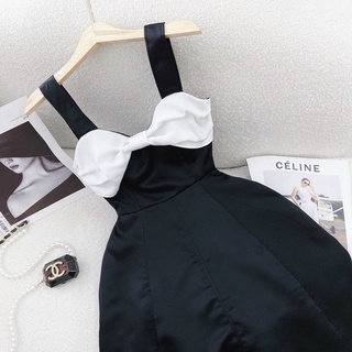ĐẦM 2S ĐEN PHỐI NƠ TRẮNG NGỰC  ✨