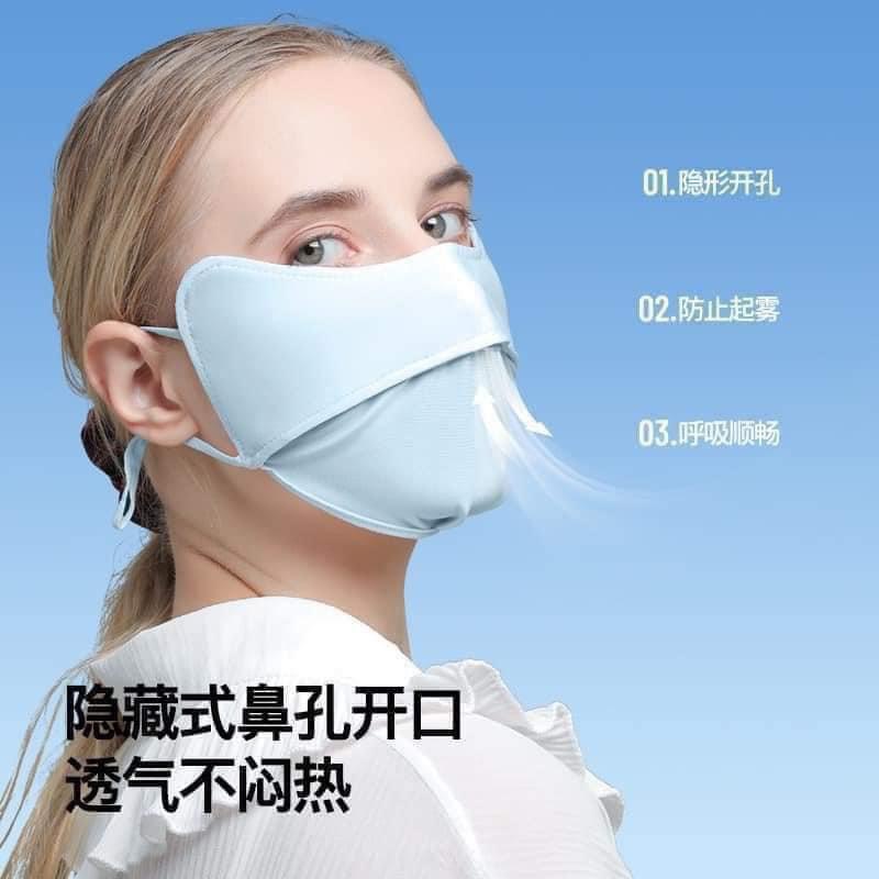 Combo 2 khẩu trang chống tia cực tím UPF 50 vải thông hơi thoáng mát thiết kế che hai bên gò má