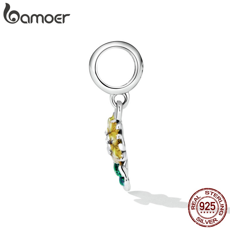 Mặt vòng cổ BAMOER bạc 925 hình hoa hướng dương thời trang cho nữ