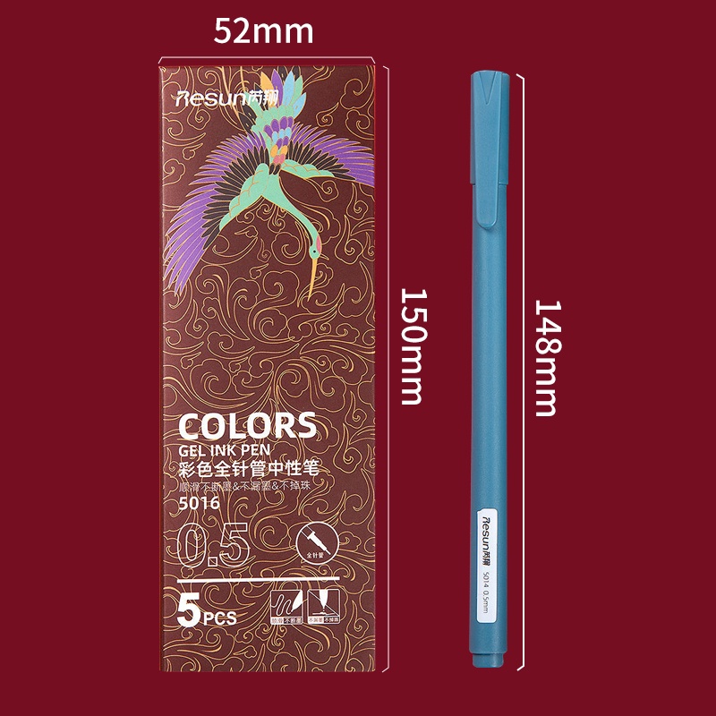 Set 5 bút bi ngòi 0.5mm nhiều màu sắc