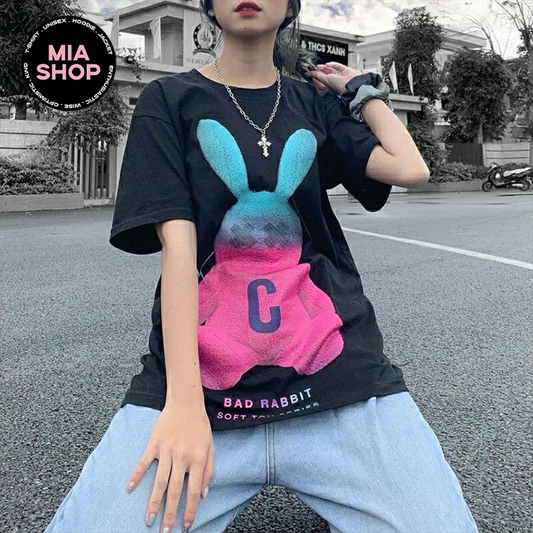 Áo thun tay lỡ MIA, Áo phông nữ form rộng dáng Unisex/Ulzzang mặc lẻ cặp nhóm hình BAD RABBIT