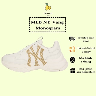 Giày thể thao sneaker mlb chunky mono gram vàng, đen , giầy nam nữ mlb chữ ny vàng,đen cao cấp - Lemon Store