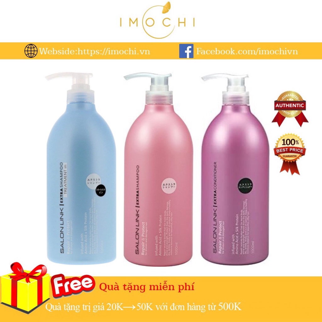 Bộ Dầu Gội Xả Salon Link Extra Không Silicon Phục Hồi Tóc Nhật Bản 1000ml