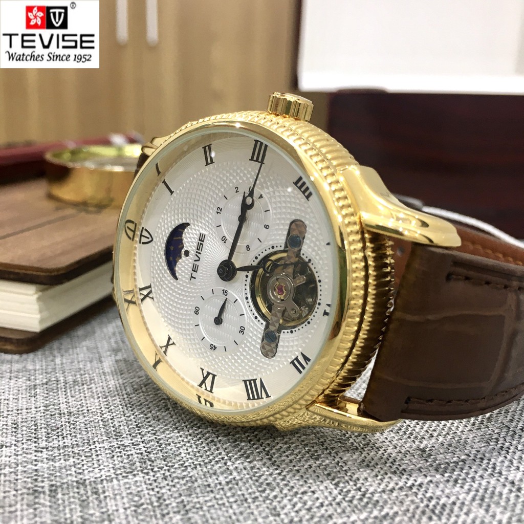 Đồng hồ cơ nam TEVISE T851A chính hãng, cơ tự động, kính saphire nguyên khối, có lịch nhật nguyệt | BigBuy360 - bigbuy360.vn