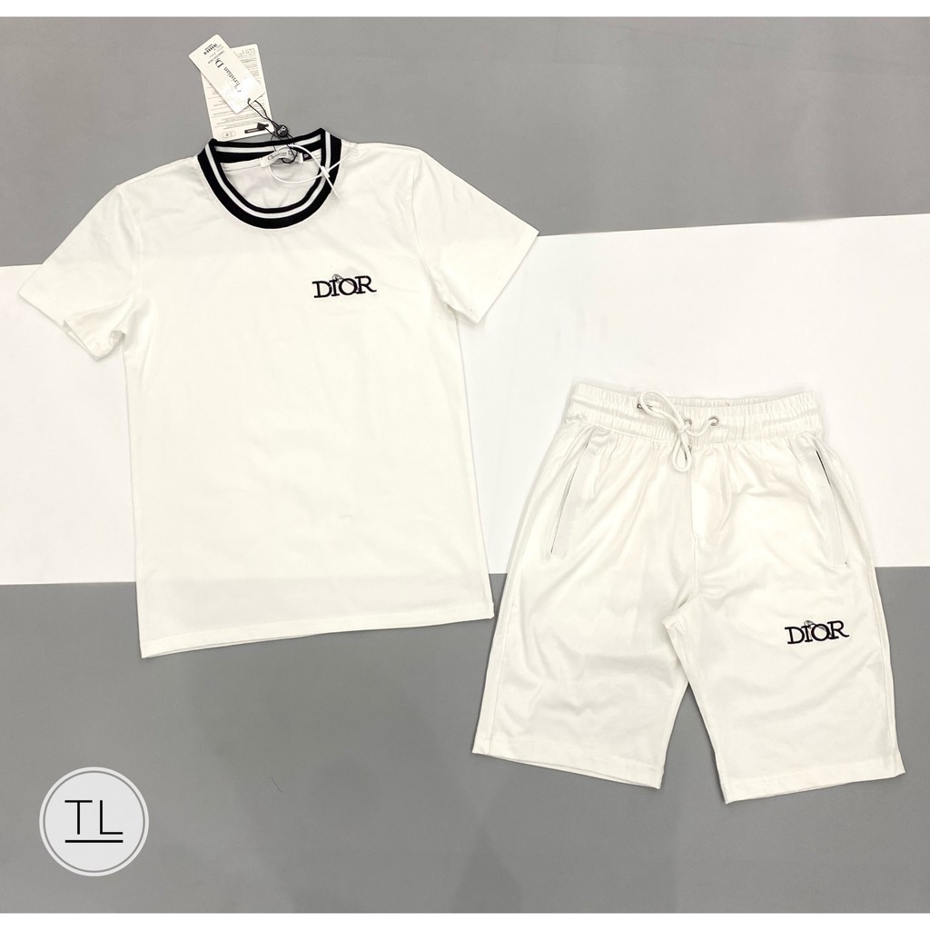 Bộ hè nam DOR chữ thêu trước không cổ,chất cotton thoáng mát hai màu đen trắng có đủ sz 40-75kg_đồ bộ hè 2021 | BigBuy360 - bigbuy360.vn