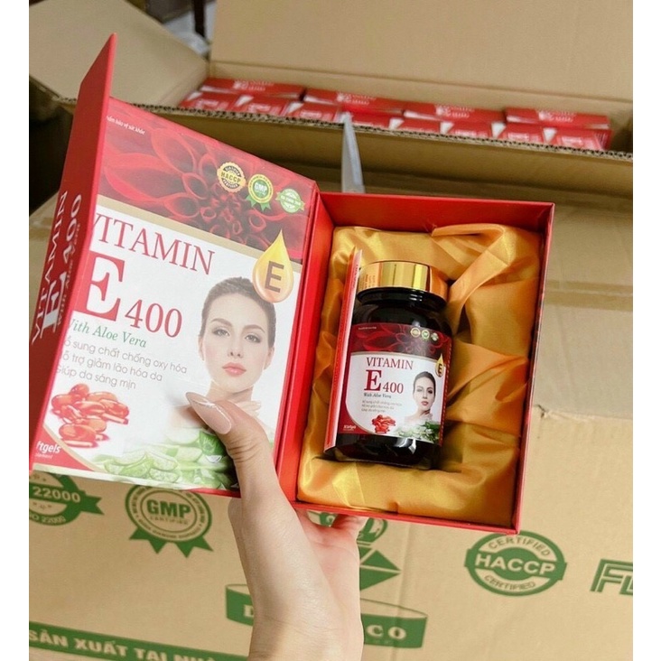 Viên uống đẹp da Vitamin E 400 with Aloe Vera giảm lão hóa, sáng mịn da ( Hộp 30 viên) (chính hãng)