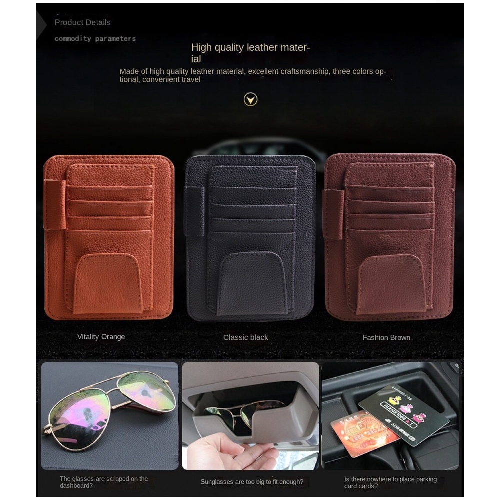 Hộp đựng bút/ mắt kính bằng da PU đa năng tiện dụng cho xe hơi