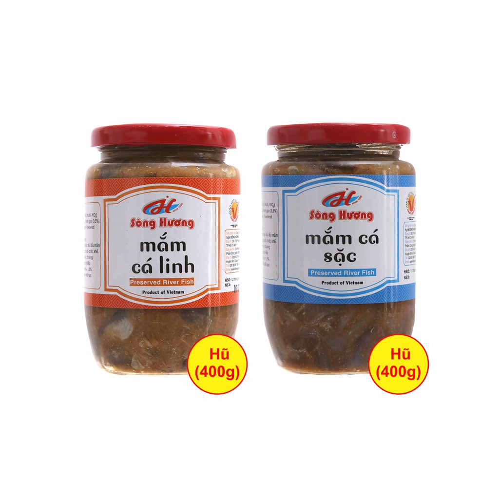 Combo 1 Hũ Mắm Cá Linh 400g + 1 Hũ Mắm Cá Sặc 400g Sông Hương Foods - Nấu lẩu mắm , Chưng trứng , mắm chưng, bún