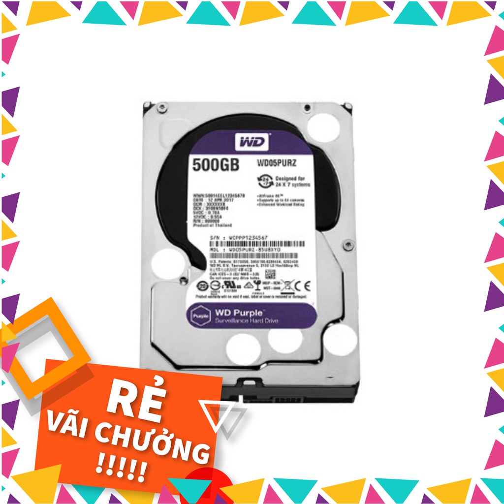 Ổ cứng chuyên dụng Camera 500GB WD PURPLE -  Bảo hành 24 tháng - C