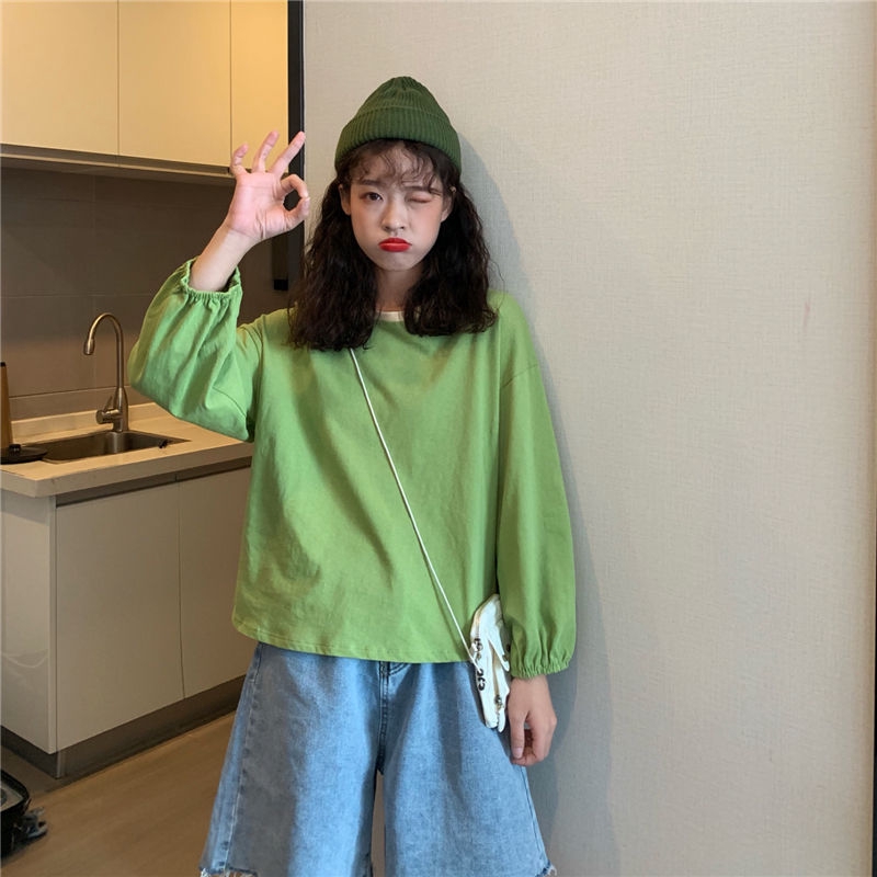 【Ready Stock】 2020 Korean Version Loose In Long Sleeve College Style Bf Tshirts Women Summer Slim Cotton Tshirts New