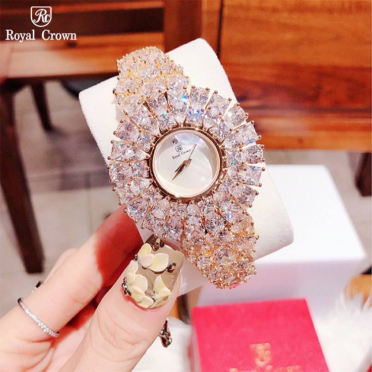 Đồng Hồ Nữ Chính Hãng Royal Crown 5711 Dây Thép Đính Đá Lấp Lánh Cực Đẹp