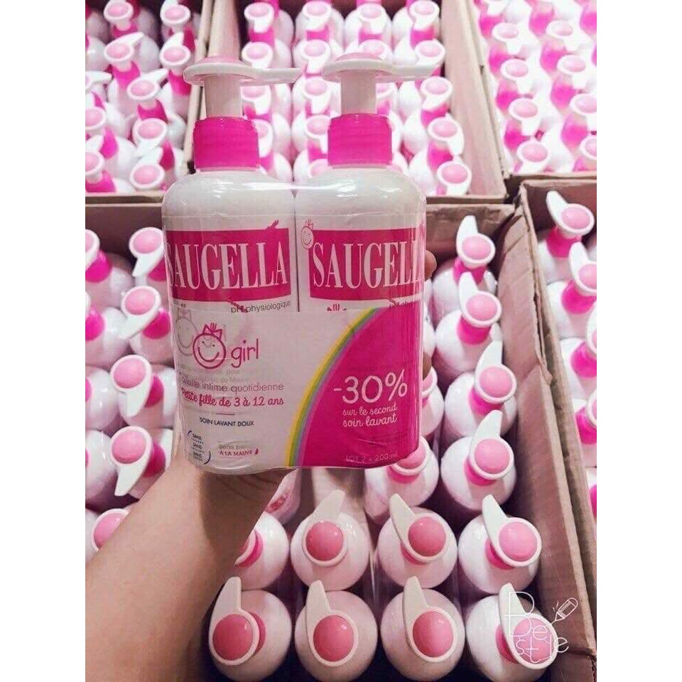 [Hàng Pháp] Dung dịch vệ sinh bé gái SAUGELLA 200ml - Pháp cho bé từ 3 - 12 tuổi