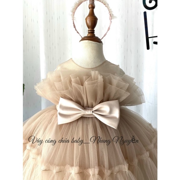 Váy công chúa baby Nhung Nguyễn mèo xanh bơ cf