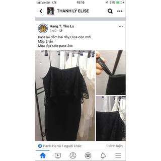 Thanh Lý Đầm Elise body 2 dây đen