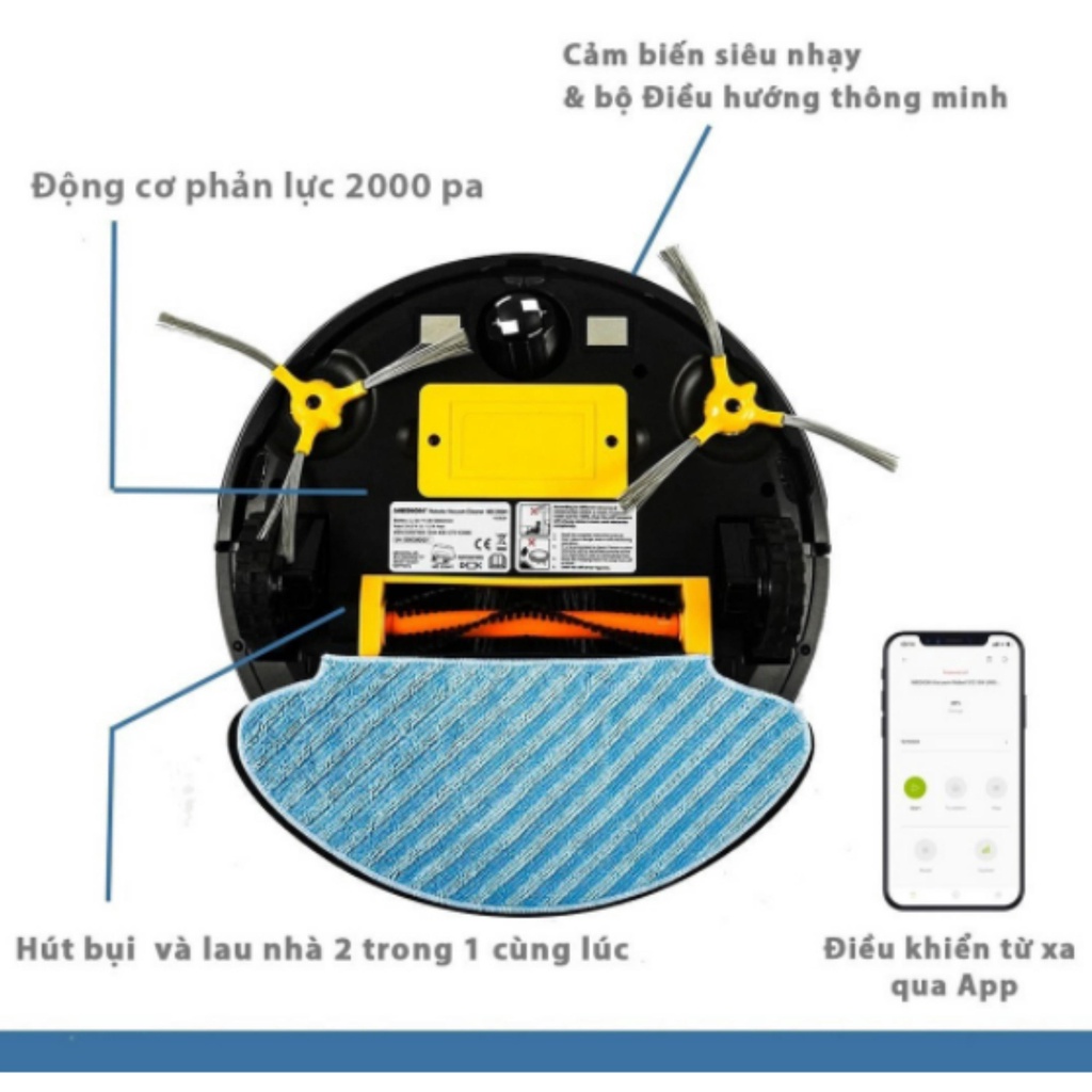 Robot hút bụi lau nhà Medion MD20041 Intelligent 2 in 1 công nghệ cao thế hệ mới [GEXHOME Hàng Đức]