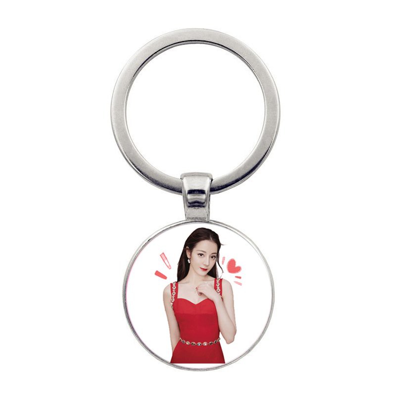 (Viền Tròn) Móc khóa kim loại in hình ĐỊCH LỆ NHIỆT BA idol diễn viễn hoa ngữ xinh xắn