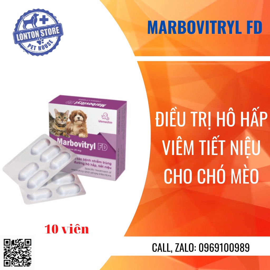 VEMEDIM Marbovitryl FD Không còn nhiễm trù.ng đường hô hấ.p, ti.ết ni.ệu trên chó, mèo