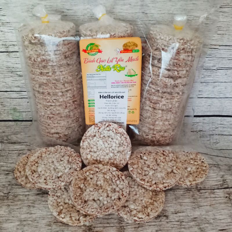 Bánh gạp lức Yến Mạch Hellorice chính hãng - gói 500g - thực dưỡng hữu cơ thảo dược, không đường cho người ăn kiêng