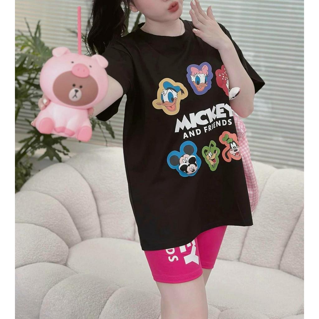 Set bộ đồ nữ áo thun form rộng in 3D mix quần ôm với họa tiết hình siêu xinh