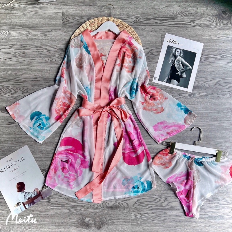 Áo Choàng chiffon phối satin kèm quần mã 05 from dưới 68kg