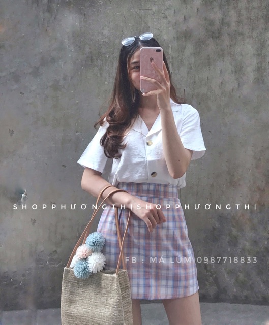 Chân váy kẻ caro ulzzang màu kẻ mới (hình shop tự chụp/sẵn)