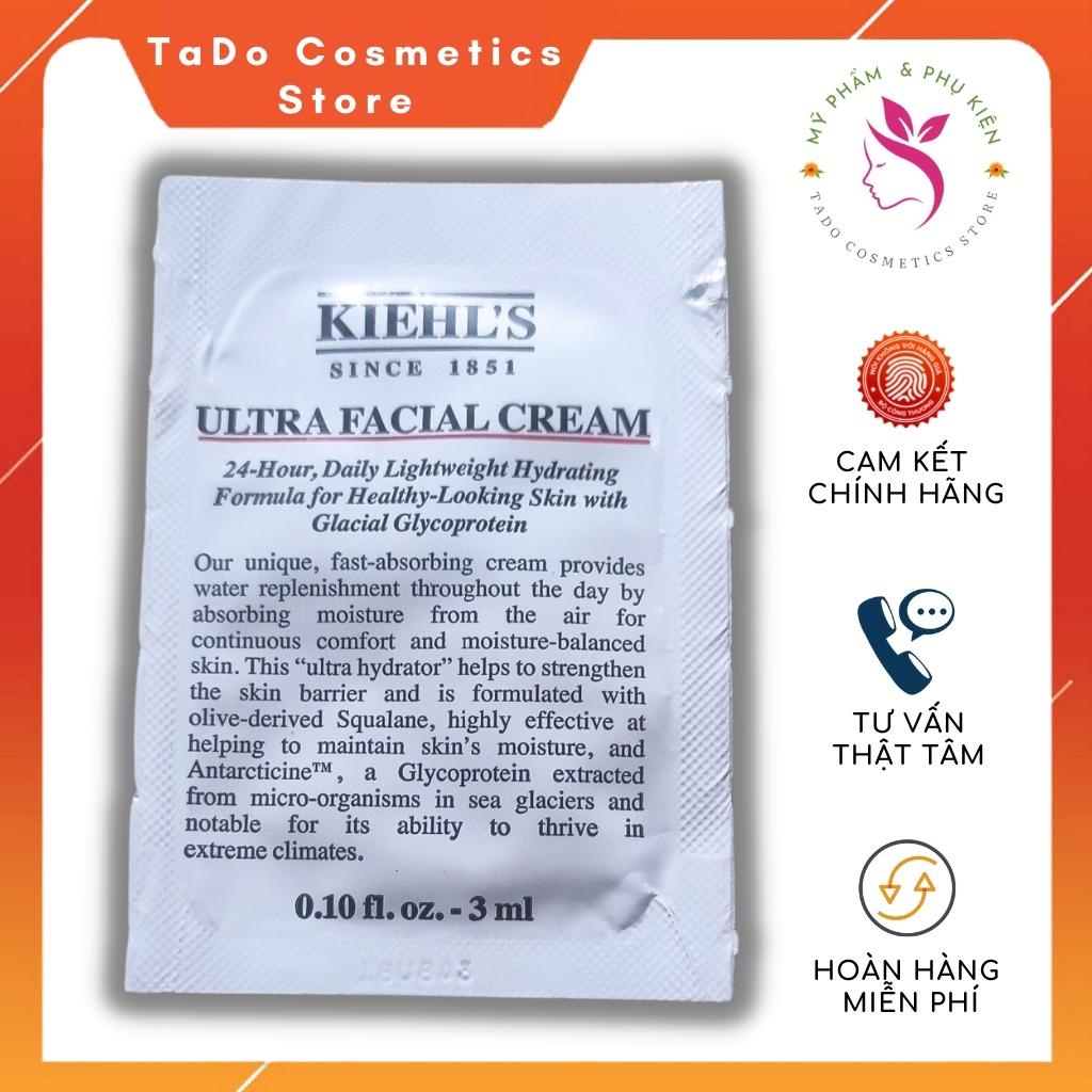 Sample kem dưỡng ẩm da Kiehls Ultra Facial Cream 3ml , phục hồi tái tạo da giúp da căng bóng đều màu - Tado Cosmetics