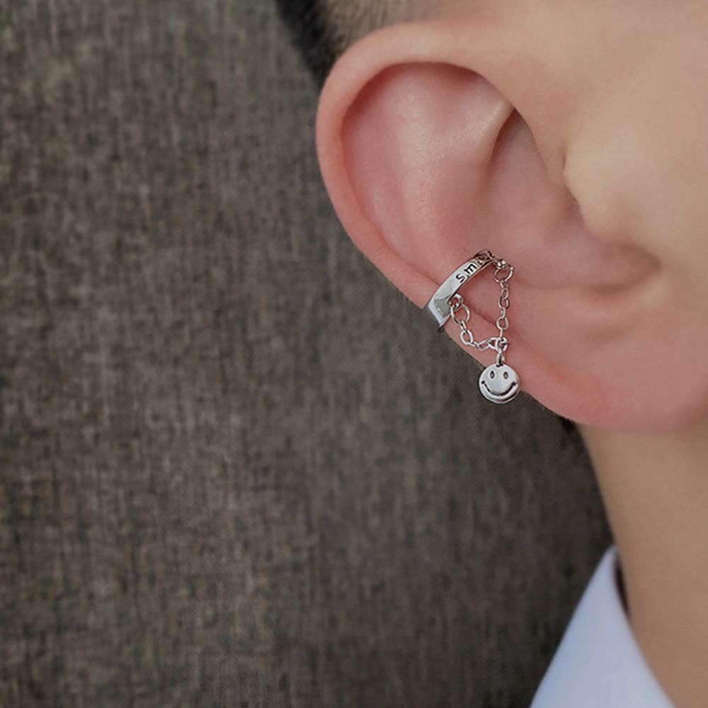 Khuyên tai dạng kẹp hình mặt cười bằng đồng phong cách Hàn Quốc thời trang cá tính cho nữ