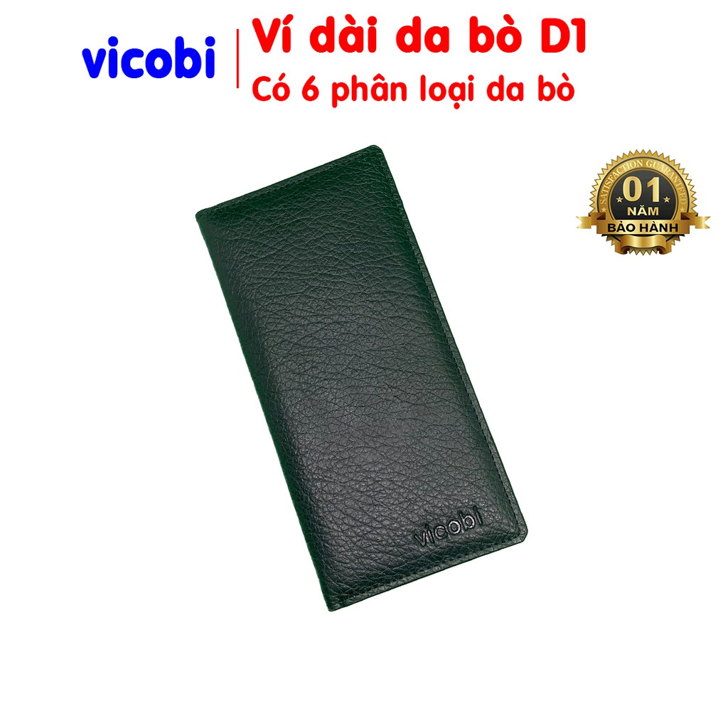 Ví Dài Da Bò Vicobi, Bóp Dài Nam cầm tay đựng thẻ card ATM, CMND, GPLX cà vẹt bằng lái xe mới cũ, Made in VietNam