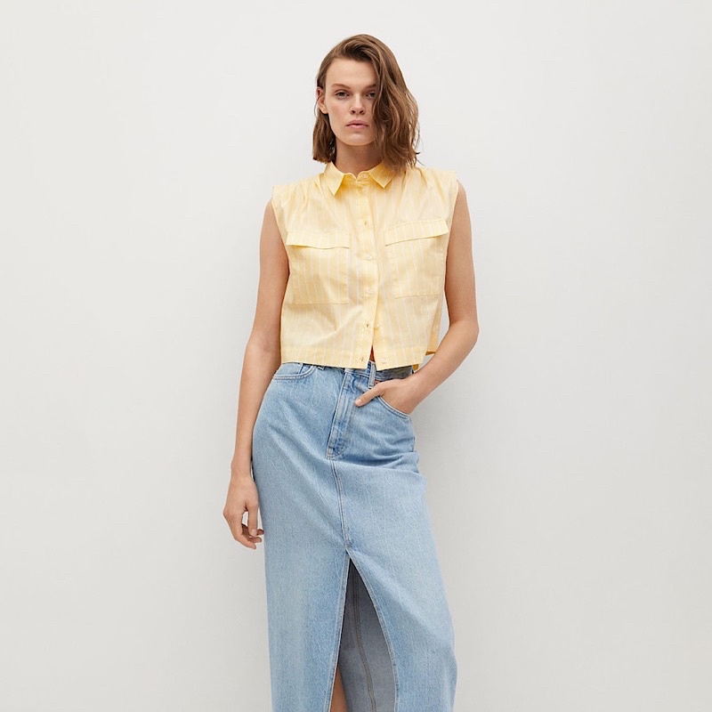 Áo Sơ Mi Kiểu Croptop Mango Auth Size M