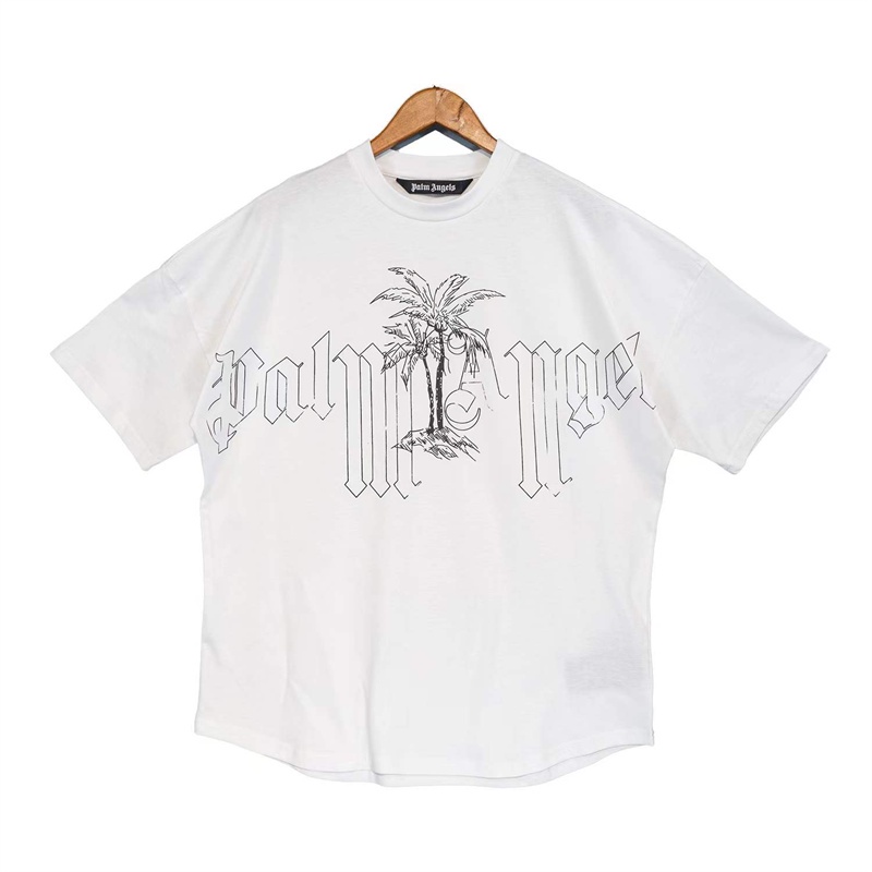 Áo Thun Ngắn Tay Cổ Tròn In Hình Cây Dừa Và Chữ Đơn Giản Chất Lượng Cao Thời Trang Dễ Phối Đồ