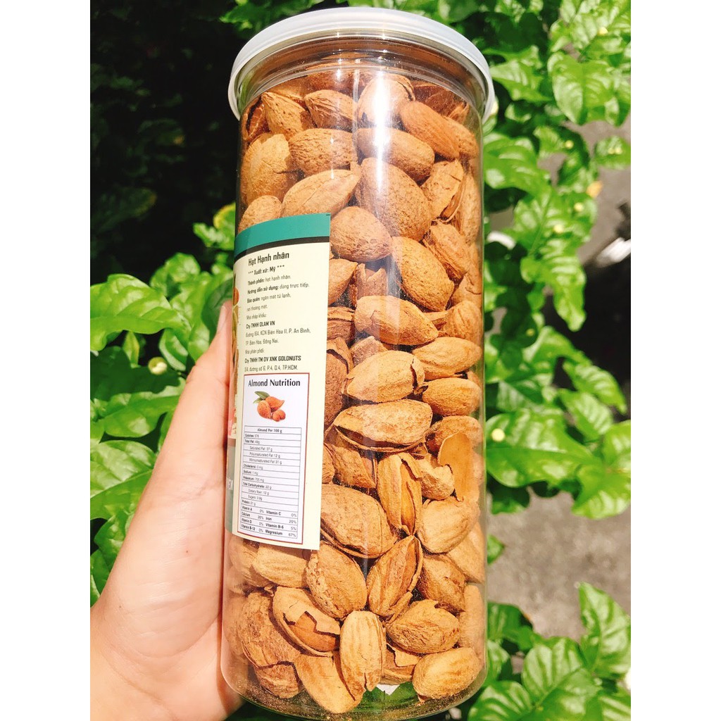 500gr Hạt hạnh nhân rang bơ (hủ) - Roasted butter almonds - (hình thật) GOLDNUTS