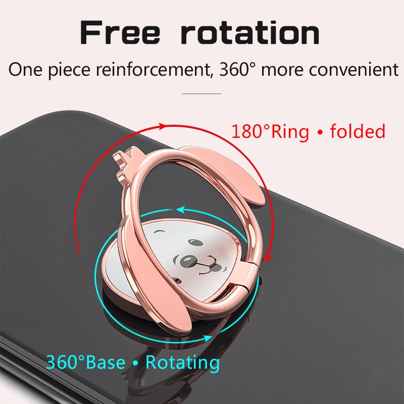 Giá Đỡ Điện Thoại Dạng Nhẫn Bằng Kim Loại Hình Cún Con Dễ Thương Xoay 360 Độ° Vòng Khóa Chuyên Dụng Chất Lượng