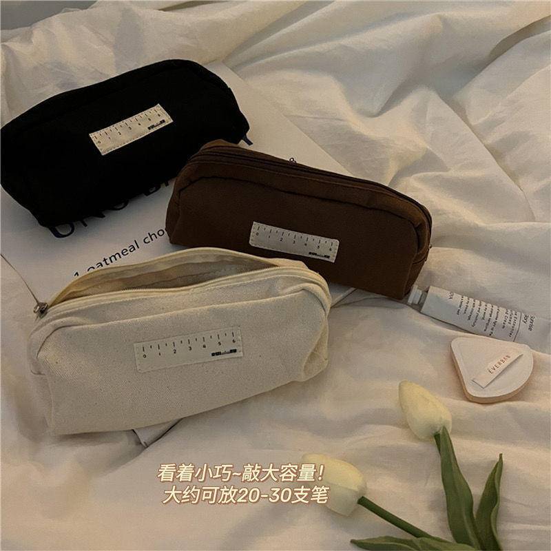 ⭐ iLado ⭐  Hộp đựng bút chì học sinh hộp bút chì màu đặc đen / trắng / nâu cute túi nilong chủ đề nhân vật túi zip nhỏ hộp vải đựng đồ Hộp đựng hộp bút hologram bút cute bọc zip tiểu an văn phòng phẩm Đa Dụng túi đựng đồ dùng cá nhân hình