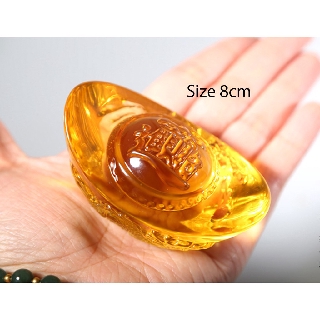Kim Nguyên Bảo size 8cm chạm Rồng - Thỏi vàng thủy tinh phong thủy Chiêu Tài Phát Lộc