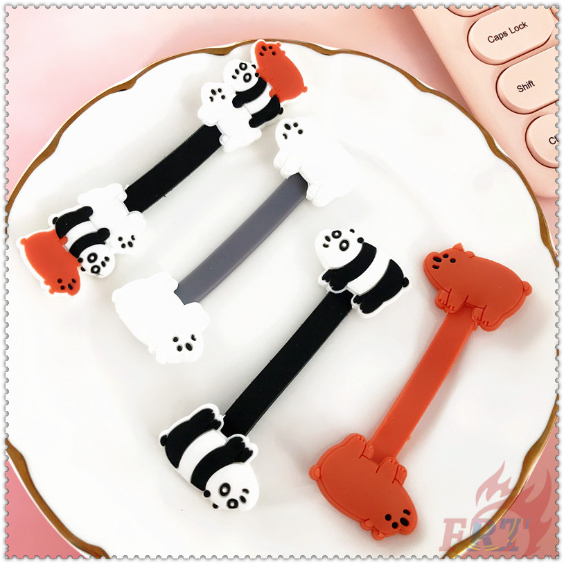 ◐ Dây Quấn Cáp Hình Gấu Đáng Yêu ◑ 1 Kẹp Giữ Dây Cáp Tai Nghe Gọn Gàng Bằng Silicon Hình Gấu Trúc/Gấu Băng Hoạt Hình