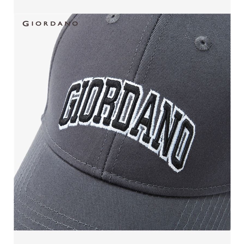 Mũ lưỡi trai GIORDANO 01202011 chất cotton thêu họa tiết trẻ trung có thể điều chỉnh cho nam