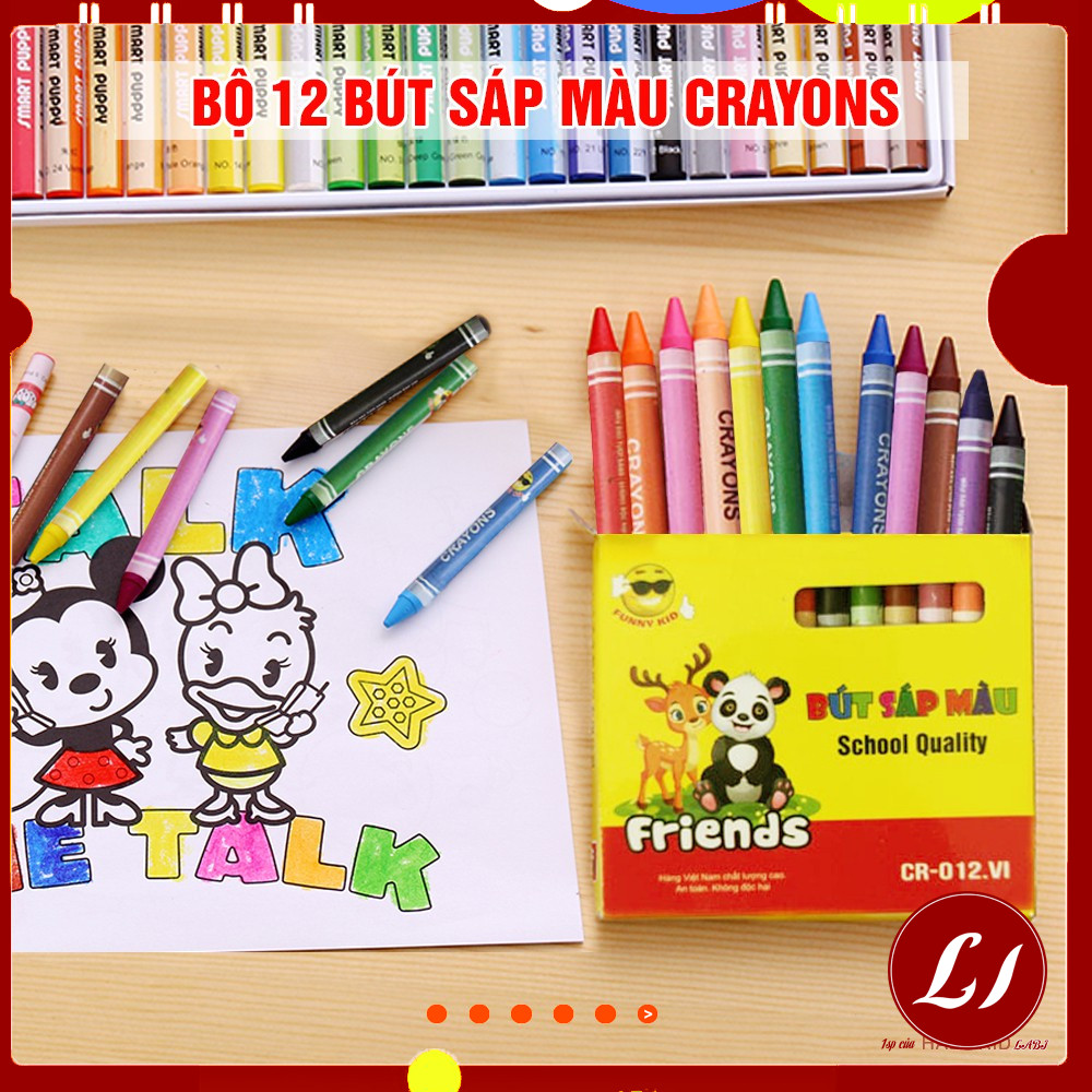 Bộ 12 Bút sáp màu Crayons cho bé tô màu sáng tạo-QATE0143