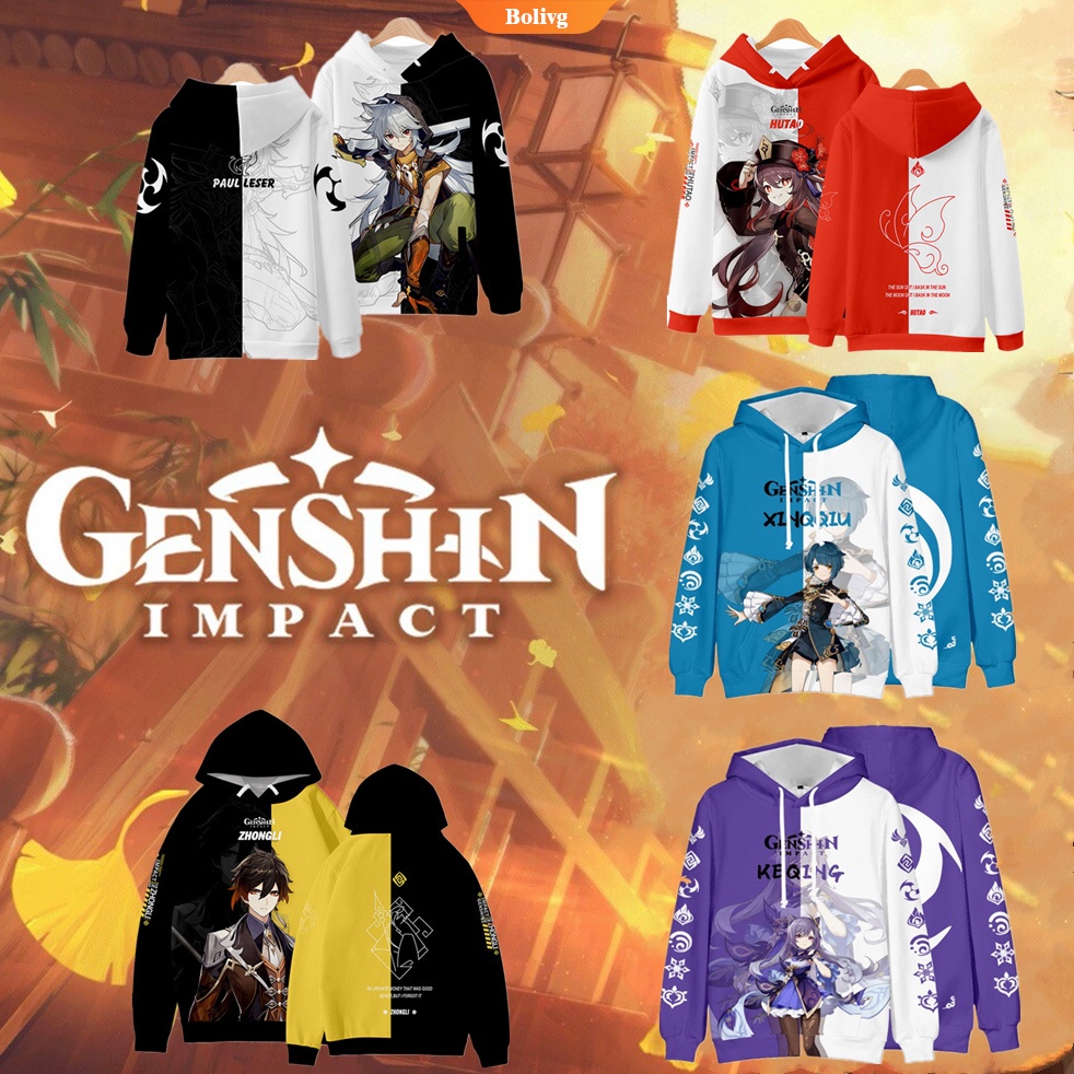 Áo khoác hoodie tay dài size lớn hóa trang Genshin Hutao làm quà tặng sinh nhật thường ngày