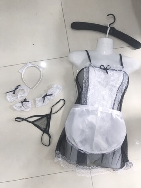 Set váy ngủ full phụ kiện cosplay cô hầu gái 3704