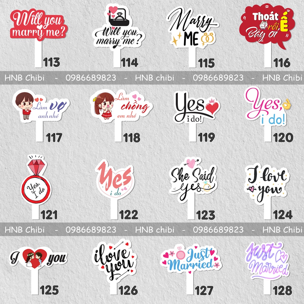 Set 6 hashtag cầm tay check in đám cưới/sự kiện