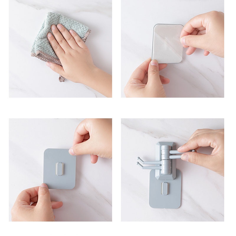 Móc treo đồ dán tường 4 nhánh xoay được không để lại dấu vết dành cho nhà bếp phòng tắm
