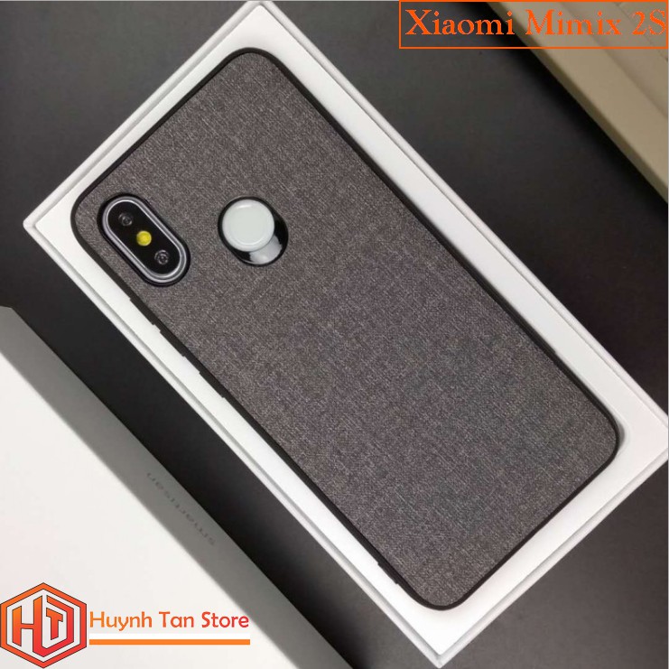 Ốp lưng Xiaomi Mi Mix 2S vân vải Jean chống bám vân tay,Màu xanh