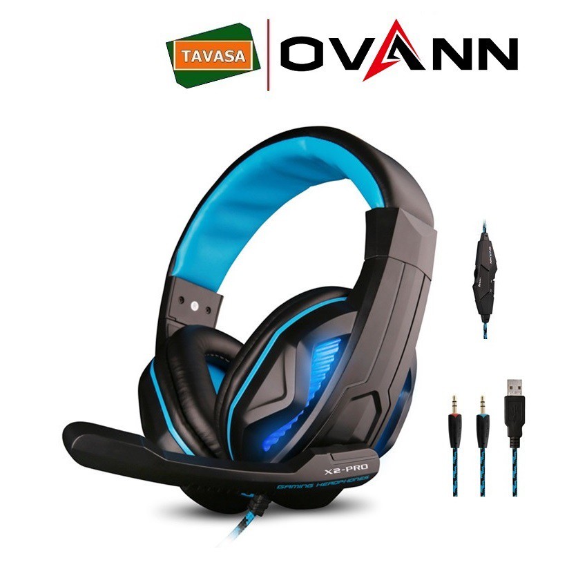 Tai nghe Game Ovann X2 Pro Gaming có đèn Led (Xanh)