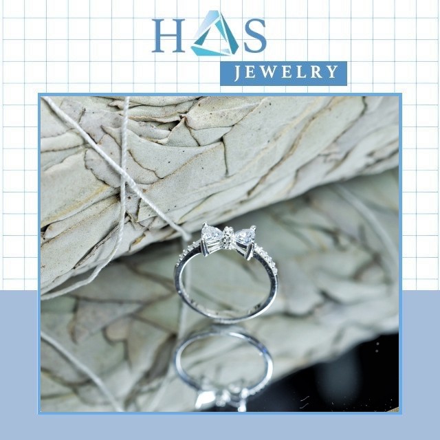 Nhẫn bạc nữ H.A.S hình nơ đính đá Cz cao cấp - Nhẫn nữ thời trang